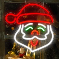 Ineonlife Santa Claus Neon Sign, Merry Christmas Led Light Up Sign, Neon Sign Christmas Bar For Wall Decor Acrylic Board Suitable For Party Indoor Bedroom(13.4