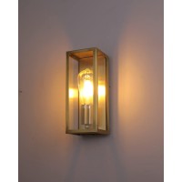 Boca Do Lobo Outdoor Wall Lights, Exterior Waterproof Wall Sconce Light Fixture, Brushed Brass Frame With Clear Glass Shade For Porch, Entryway, Front Door, E26 Base(Bulb Not Included)