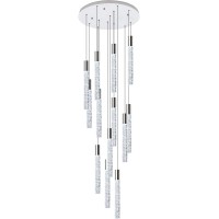 Haixiang Flat Sloping Ceiling Chandelier Modern Crystal Light Fixture High Ceiling Living Room Entryway Pendant Lighting Chandeliers Remote Dimmable Light Foyer Staircase Silver