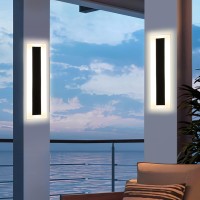 Lamqee Modern Outdoor Wall Light For House Linear Porch & Patio Lights Led Long Strip Wall Mount Sconce Lamp Exterior Garage Waterproof Front Door Lighting Fixture Acrylic And Metal 16 Inch