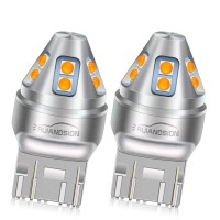 Ruiandsion 2Pcs 7440 7443 Led Bulb Amber T20 Wedge Led Bulbs 10-60V 3030 10Smd Led Chipsets Replacement For Reverse Turn Signal Lights, Non-Polarity