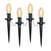 Christmas Decorations Outside, 7Ft Christmas Santa Pathway Stake Lights With 4 C7 Bulbs, Stake, Connectable Waterproof Driveway Markers Lights For Outside Path Garden Decor Holiday Yard Patio