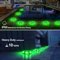 Crepow Green Solar Dock Lights Driveway Deck Lights8 Packs Waterproof 1200Mah Outdoor Led Aluminum Dock Lighting Warning For Dr