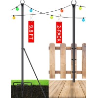 Xdw-Gifts String Light Pole - Steel Poles For Outdoor String Lights Hanging, Garden, Backyard, Patio Lighting Stand For Parties, Christmas, Wedding, 2 Pack