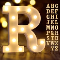 Light Up Letters, Laerjin Marquee Letters With Lights, Decorative Led Light Up Number, Light Up Number Sign For Night Light Wedding Birthday Party Christmas Home Bar - Letter Lights-R