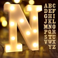 Light Up Letters, Laerjin Marquee Letters With Lights, Decorative Led Light Up Number, Light Up Number Sign For Night Light Wedding Birthday Party Christmas Home Bar - Letter Lights-N