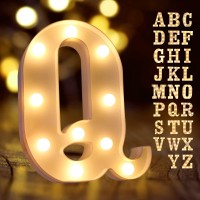 Light Up Letters, Laerjin Marquee Letters With Lights, Decorative Led Light Up Number, Light Up Number Sign For Night Light Wedding Birthday Party Christmas Home Bar - Letter Lights-Q