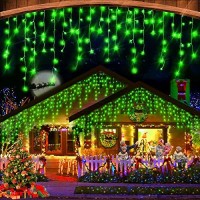 Xurisen 66Ft Christmas Lights Decorations Outdoor, 640 Led 8 Modes Curtain Fairy Lights With 120 Drops,Plug In Waterproof Timer Memory Function For Christmas Holiday Wedding Party Decor (Green)