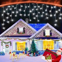 Xurisen 66Ft Christmas Lights Decorations Outdoor, 640 Led 8 Modes Curtain Fairy Lights With 120 Drops,Plug In Waterproof Timer Memory Function For Christmas Holiday Wedding Party Decor