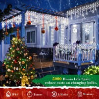 Xurisen 66Ft Christmas Lights Decorations Outdoor, 640 Led 8 Modes Curtain Fairy Lights With 120 Drops,Plug In Waterproof Timer Memory Function For Christmas Holiday Wedding Party Decor