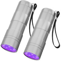 Cosoos Black Light Flashlight, 2 Pack 12Led 395Nm Uv Handheld Black Light, Mini Torch Light, Dogs Urine Detector For Dry Urine Stains, Bed Bugs And Scorpions.