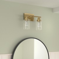 Jonsi Gold Bathroom Vanity Lights 2 Light Brushed Gold Bathroom Light Fixtures With Fluted Glass Shade Modern Gold Bathroom Li