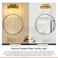 Jonsi Gold Bathroom Vanity Lights 2 Light Brushed Gold Bathroom Light Fixtures With Fluted Glass Shade Modern Gold Bathroom Li