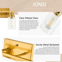 Jonsi Gold Bathroom Vanity Lights 2 Light Brushed Gold Bathroom Light Fixtures With Fluted Glass Shade Modern Gold Bathroom Li