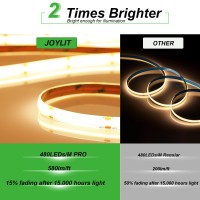 Joylit 24V Cob Led Strip Lights 164Ft 3000K Warm White 550Lmft Super Bright Cri 95 Ul Premium 2400Leds Dotless Dimmable Adhe