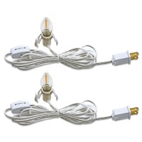 Myemitting 2-Pack Accessory Cord With 2 C7 Led Night Light Bulb, Candelabra-Base E12 Socket White Cord With On/Off Switch Plugs, For Holiday Decorations, Christmas Village House, Pumpkin Lights