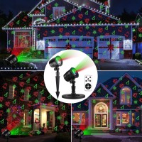 Mxcuv Christmas Projector Lights Outdoor, Waterproof Christmas Laser Lights Landscape Spotlight Decorative Stage Lights With Red And Green Xmas Patterns For Party Garden Patio Wall Ceiling Floor