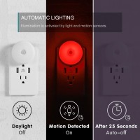 Mycozylite Motion Sensor Led Night Light, Red, Plug-In Nightlight For Home, Smart Movement Sensor, Led Night Lights Plug Into Wall, Soft Glow, Red Diffused Light, 2 Pack