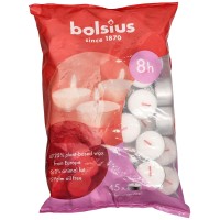 Bolsius Tealight Candles - White - Pack Of 45 - Long Burning Time Of 8 Hours - Household Candle - Interior Decoration - Unscented - No Drip - Smokeless - Natural Vegan Wax - No Palm Oil