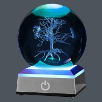 Xintou 3D The Tree Of Life Crystal Ball With Led Colorful Lighting Touch Base,Flower Of Life Meditation Chakra Grid Night Light, Sacred Geometry Art Symbol For Spiritual Decor