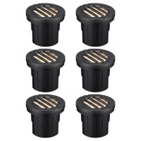 Leonlite 6W Well Lights Landscape Led In Ground, Grated Top Anti-Glare, 12-24V Ac/Dc Low Voltage Cri90 3000K Landscape Lights, Etl Listed, Ip67 Aluminum In-Grade Up Lighting, Black, 6 Pack