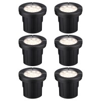 Leonlite 6W Well Lights Landscape Led In Ground Outdoor, Low Voltage 12-24V Ac/Dc, Ip67 Waterproof Aluminum In-Grade Up Lighting For Trees, Cri 90 3000K, Black, Pack Of 6