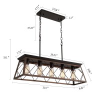 Qs Farmhouse Rustic Chandelier Light Fixtures Bronze 5 Lights Linear Rectangular Chandelier Pendant Light Fixtures For Dining R