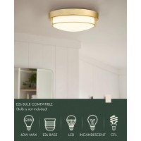 Cargifak Flush Mount Light Fixture 12 Inch 2Light Modern Ceiling Light With Brass Gold Finish For Hallway Kitchen Laundry Bedr