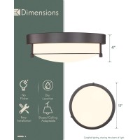 Cargifak 12 Inch Flush Mount Ceiling Light 2Light Close To Ceiling Light Fixtures With Oil Rubbed Bronze Finish For Bathroom B