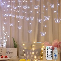 Decorman Butterfly Curtain Lights, 13Ft 96 Led Usb Window Fairy Lights 16 Butterflies 8 Modes Firefly Twinkle Timer String Lights With Remote For Room Bedroom Wall Ceiling Party Wedding Christmas