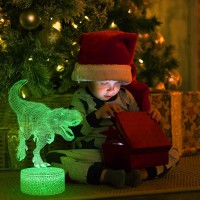 Exoohouo Dinosaur Night Lights For Boy 5 Patterns 3D Led Illusion Lamp 7 Color Changingtimertouchdimmer Dino Toy Gift Chri