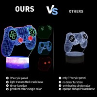 3D Gamepad Night Light3 Patterns Game Controller Console Illusion Desk Lamp For Kids Gaming Room Decor 7 Color Changing With