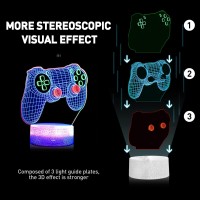 3D Gamepad Night Light3 Patterns Game Controller Console Illusion Desk Lamp For Kids Gaming Room Decor 7 Color Changing With