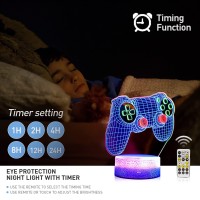 3D Gamepad Night Light3 Patterns Game Controller Console Illusion Desk Lamp For Kids Gaming Room Decor 7 Color Changing With