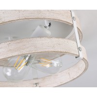 Modern Farmhouse Antique White Distressed Flush Mount Light Fixture 2Light Wood Drum Semi Flush Mount Ceiling Light For Hallwa