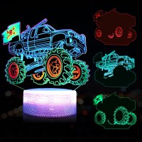 Monster Truck Night Light 3D Led Illusion Lamp 7 Color Changing With Remote Dimmable Room Decor For Boys Kids Grandson Birthday