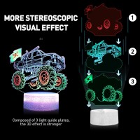 Monster Truck Night Light 3D Led Illusion Lamp 7 Color Changing With Remote Dimmable Room Decor For Boys Kids Grandson Birthday