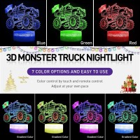 Monster Truck Night Light 3D Led Illusion Lamp 7 Color Changing With Remote Dimmable Room Decor For Boys Kids Grandson Birthday