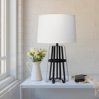 Simple Designs Metal Rail Table Lamp, Oil Rubbed Bronze