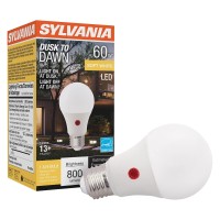 Sylvania Dusk To Dawn A19 Led Light Bulb With Auto On/Off Light Sensor, 60W=9W, 800 Lumens, 2700K, Soft White - 1 Pack (41288)