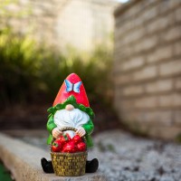 Vp Home Strawberry Gnome Solar Powered Led Outdoor Decor Garden Light Great Addition For Your Garden, Solar Powered Light Garden Gnome, Christmas Decorations Gifts