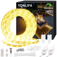 Yqnlifa Dimmable 40Ft Led Rope Lights 432 Leds Ip65 Waterproof Outdoor Indoor Linkable Cuttable Rope Light 110V 3000K Warm Whi