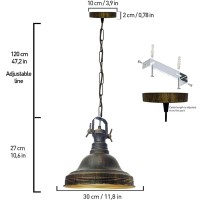 Bamyum Ulmete Industrial Ceiling Light For Living Room 11,8 In, Colour Of Copper Black Vintage Hanging Light For Kitchen, Pendant Lighting Retro E26, Ceiling Pendant Light Lampshade For Kitchen