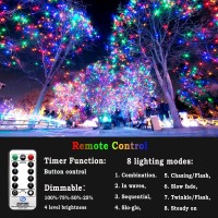 Knonew Outdoor Christmas Lights 1000 Led 403Ft String Lights 8 Modes & Timer Fairy Light Plug In Waterproof Led String Lights For Xmas Yard Tree Wedding Party Holiday Decorations (Multicolor)