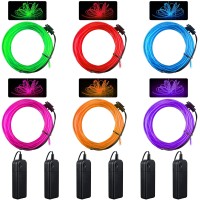 6 Pieces El Wire Portable El Wire Neon Lights Wearable Led Lights Electroluminescent Wire Battery Operated Glow Wire Neon El Wir