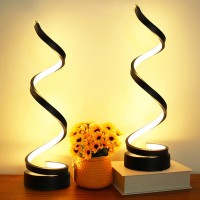 Besketie Modern Table Lamp Set Of 2, Dimmable Spiral Table Lamps For Nightstand, 12W Led Desk Lamp 3 Color 10 Brightness Level Bedside Lamps Desk Light Office Lamp For Bedroom, Living Room (Black)