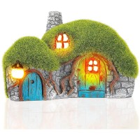 Darkdec Garden House Statue Outdoor Figurine Lights With Solar, Outdoor Cottage Garden Decor Figurines Lawn Ornaments For Patio Yard Or Porch Decorations