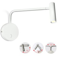 Zerouno Wall Mounted Reading Light For Bedroom Hardwired Sconce With Switch On/Off Modern 3000K Bedside Swing Arm Wall Lamp (White)