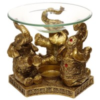 Golden Elephant Oil & Tart Burner With Glass Dish- Home Fragrance