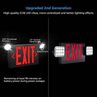 Torchstar Black Led Exit Sign With Emergency Lights Ul 924 Emergency Exit Light With Battery Backup Adjustable Heads Fire Ex